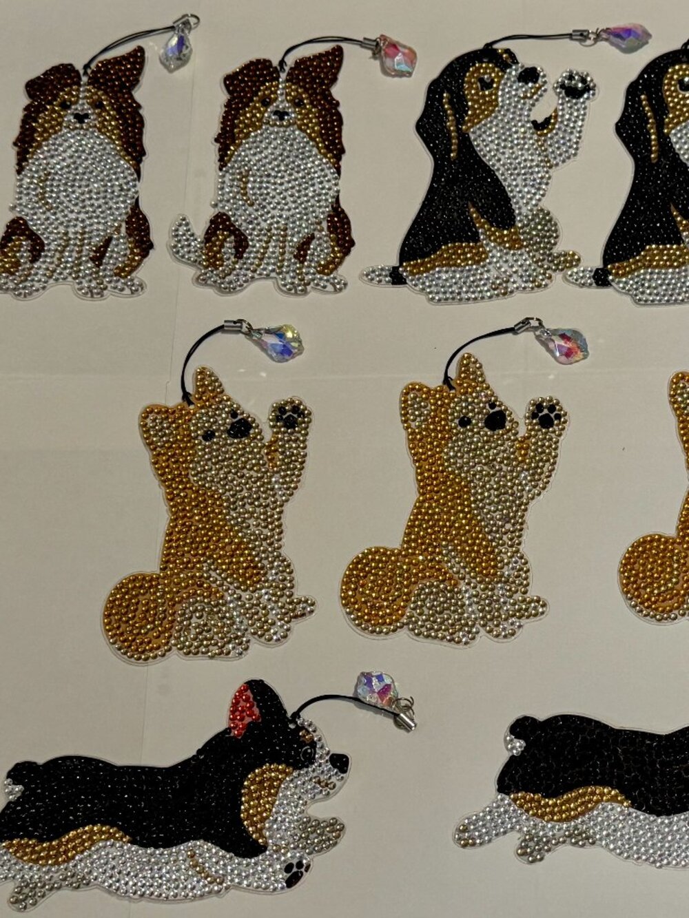 11 Mixed Diamond Art Dogs Bookmarks With Charms